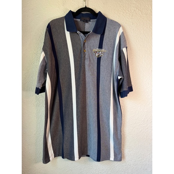Antigua Other - Antigua‎ Nashville Predators NHL Polo Shirt Striped Mens XL